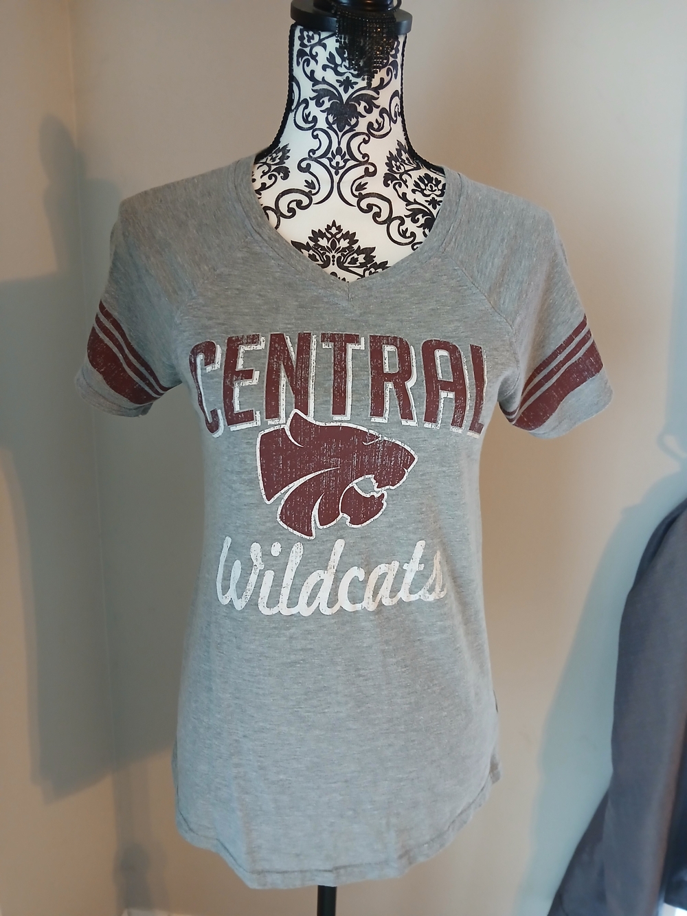 Central Wildcats Grey Short Sleeve V-Neck Tee